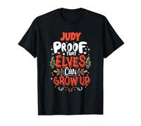 Elf Judy Diciendo Divertido Nombre de Navidad Judy Personalizado Camiseta gráfica económica