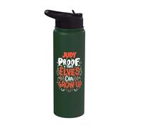 Elf Judy diciendo divertido nombre de Navidad Judy personalizado Stainless Steel Insulated Water Bottle