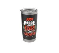 Elf Judy diciendo divertido nombre de Navidad Judy personalizado Vaso térmico de acero inoxidable de doble pared