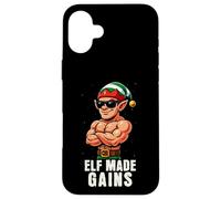 Elf Made Gains Funny Christmas Fitness Culturismo Carcasa para iPhone 16 Plus