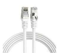Elfcam - 0,5m Cable Ethernet RJ45 Cat 7, STP 100% Cobre, 10 Gbps, 600 MHz, Cable de Red Redondo y Blindado, Compatible con Decodificadores, PC, Televisores y Consolas, Color Blanco