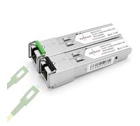 Elfcam - 1 Pair 10Gbps SFP+ BIDI Módulo de Transceptor Con Puerto de Fibra SC, Soporte10Gb/2,5Gb/1,25Gb, Con Conector de Fibra Óptica Simplex Monomodo SC, Compatible con Cisco y Open Switch, 20km