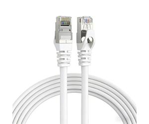 Elfcam - 30m Cable Ethernet RJ45 Cat 7, STP 100% Cobre, 10 Gbps, 600 MHz, Cable de Red Redondo y Blindado, Compatible con Decodificadores, PC, Televisores y Consolas, Color Blanco