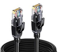 Elfcam® - 50m Cable de Red Ethernet Cat 7, STP 100% Cobre 28AWG, 6mm Diámetro Cable Ethernet Network LAN 10000Mbit/s con Conector RJ45, Cable Redondo, Color Negro, 50m