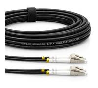 Elfcam® - Cable de fibra óptica de acero blindado para exterior e interior LC/UPC a LC/UPC OM3 multimodo dúplex 50/125um negro (15M)