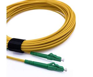 Elfcam® - Cable Fibra Óptica LC/APC a LC/APC Monomodo Simplex 9/125 LSZH, Color Amarillo (15M)