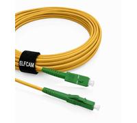 Elfcam® - Cable Fibra Óptica SC/APC a LC/APC Monomodo Simplex 9/125 LSZH, Color Amarillo (15M)