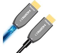 Elfcam® - Cable HDMI 2.1 de fibra óptica Mutimode OM3 de 200 m 8 K, compatible con 48 Gbps 8 K@60 Hz 4 K@120 Hz HDR dinámico HDCP 2.2 y 2.3 eARC, compatible con monitor HDTV, 200 m