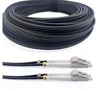 Elfcam® - Cables de Fibra Óptica Blindados LC/UPC a LC/UPC OM3 Multimodo Duplex 50/125um LSZH, para Instalaciones en Exteriores e Interiores, Negro (100M)