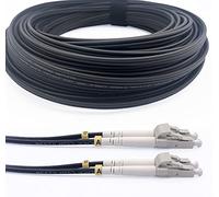 Elfcam® - Cables de Fibra Óptica Blindados LC/UPC a LC/UPC OM3 Multimodo Duplex 50/125um LSZH, para Instalaciones en Exteriores e Interiores, Negro (50M)