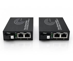 Elfcam® - Convertidor de Medios Gigabit Ethernet, Convertidor de Medios SFP, Hasta una Distancia de 20 km sobre Fibra Óptica SC Monomodo (2 Puertos RJ45 * 2 Puertos RJ45)