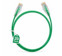 Elfcam - Lote de 20 cables Ethernet Cat 6A, Ultra Slim 10 Gbps 28 AWG UTP OD3,6 mm 500 MHz, cables de cobre puro Cat6a fin de 10 GB para centros de datos, 1,5 m