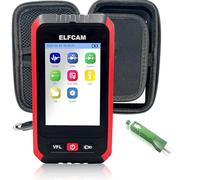 Elfcam® - Mini OTDR monomodo 1310nm/1550nm, 22dB/20dB, hasta 60km, con fotómetro/multímetro óptico y VFL, entrega con adaptador SC/APC macho a LC/APC hembra