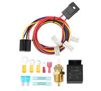ELFCULB Kit de relé de ventilador eléctrico, kit de cableado de ventilador eléctrico de 12 V 40 amperios con interruptor de termostato de ventilador 185 encendido 175 apagado, kit de relé de
