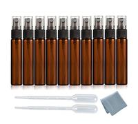 Elfenstall - 20 piezas de niebla fina de 10 ml 1/3 oz portátil recambio atomizador spray pulverizador de vidrio marrón ámbar botella de perfume hidratante botella vacía para viajes maquillaje fiesta