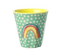 Elfenstall Rice - Taza de melamina (100% melamina), diseño de arcoíris, color verde y amarillo