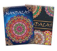 Elfew 2 Piezas Libro Mandalas Colorear Adultos, Mandalas Para Adultos, 80+ Diseños Relajantes de Mandala, Espiral Tamaño A4, Libros Para Colorear Alivia el Estrés y Relaja