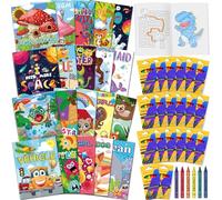 Elfew 20 Libros para Colorear para Niños de 4 a 8 Años, y Crayones de 6 Colores Ceras de Colores Kit, Regalos de Fiesta de Cumpleaños Niños para 3 a 9 Años, Regalos de Pascua