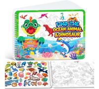 Elfew 450+Busca y Encuentra Libro de Pegatinas, Animales Y los Dinosaurios | Libros de Pegatinas para Niños de 2 a 4 Años, Coincida con el Animal y Coloriage Divertido, Regalos de Cumpleaños para Niños
