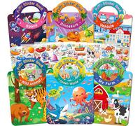 Elfew 6 Libros de Pegatinas Reutilizables, 3D Reutilizables para Niños de 2 A 4 Año, 300+ Pegatinas para Niños, Granja, Regalo de Cumpleaños, Dinosaurio, Animal, Mundo Submarino, Espacio, Vehículos