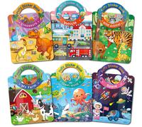 ELFEW 6 Sets 3D Libros de pegatinas para nios para nios 2-4 Libros de pegatinas reutilizables para nios pequeos 1-3 Pegatizas de viaje para nios