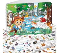 Elfew Busca y Encuentra al Animales Libros de Pegatinas para niños a partir de 2 a 4 Años, Libro de Calcomanía, Más de 450 Pegatinas para Niños, Regalos de Cumpleaños para Niños de 2, 3 y 4 Años
