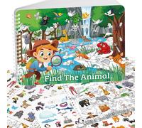 Elfew Encuentre el libro de pegatinas de animales para nios de 3 a 5 aos incluye 20 calcomanas de temas ocultos para nios aprendiendo y viajes ed