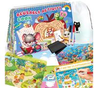 Elfew Libro de Actividades Reutilizable para Niños de 2 a 4 Año, 30+ Libro Colorear Actividades para 3-5 Años, Educativo Juguetes Niños 3 Años, Regalos Cumpleaños Niños Colegio