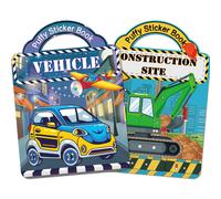 Elfew Paquete de 2 libros de pegatinas hinchadas para niρos de 2 a 4 aρos pegatinas de coches para camiones y vehνculos de construcciσn para niρo