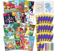 Elfew - Paquete de 40 libros para colorear para ni os de 2 a 4 a os, recuerdos de fiesta, 20 crayones y 20 libros para colorear para ni os peque