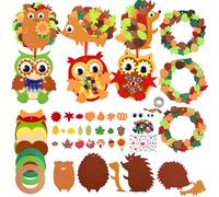 Elfinfi Manualidades Otoño, Creativo Decoracion Otoño, Decoración Otoño Contiene Erizo, Búho y Corona de Hojas, Otoño Decoracion Adecuado para Decoración de Puertas y Ventanas de Halloween y Navidad