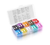 ELFJMZP 100PCS Kit de fusibles medianos para coche - 2A-35A 10 tipos (2A/3A/5A/7.5A/10A/15A/20A/25A/30A/35A) Fusibles de cuchilla para encendido/faros/AC, codificados por color con caja de almacenamie