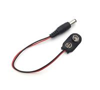 ELFJMZP 2 cables de alimentación de batería de 9 V - Clip en forma de I a CC 5,5 x 2,1 mm conector 15 cm, 24 AWG cable rojo/negro para experimentos electrónicos, instrumentos y equipos de emergencia
