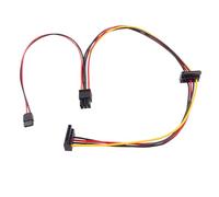 ELFJMZP ATX 6Pin a Dual SATA 15Pin + SATA 6Pin Adaptador Cable de Extensión Para Discos Duros Mecánicos, Unidades de Estado Sólido, Unidades Ópticas (19.6 in/50cm)