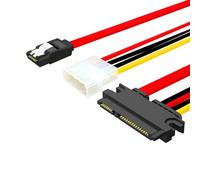 ELFJMZP Cable combinado de datos SATA de 7 + 15 pines de 22 pines a Molex de 4 pines de alimentación + cable de datos SATA para placa base (30 centímetros)
