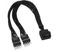 ELFJMZP Cable Extensor USB 9 Pin a 2 Puertos USB 2.0 para Placa Madre, Conector en Ángulo 90°, 20CM Negro, Inyección Integral Sin Aflojamiento, para Panel Frontal de PC