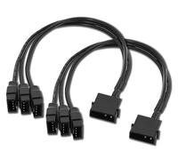 ELFJMZP Molex to 4 Pin Fan Cable 2 Pack - 30cm 12V Full Speed PC Fan Power Splitter, three 4-Pin Adapter for ATX PSU Case Cooling (1 to 3)