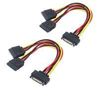 ELFJMZP SATA 15PIN a 2 SATA Power Splitter Cable, 18AWG 20cm Y-Splitter Adapter for HDD SSD Optical Drive - 1 to 2 Connector Extension Cord(Pack of 2)