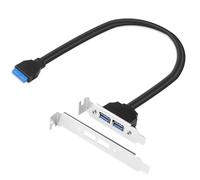 ELFJMZP Soporte de pared trasera USB 3.0, cable de expansión, 20P-19 pines a placa de puerto USB 3.0 dual con gestión de cables, soporte de perfil alto/bajo para placa base de ordenador de sobremesa