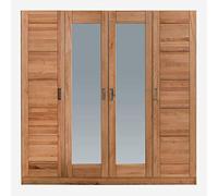Elfo Armario ropero moderno de 4 puertas (madera de haya maciza con espejo)