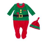 Elfo Bebe Traje Navidad Niño Niña Mono Invierno de Franela CáLido con Gorro Pelele Navideño de Manga Larga para Recien Nacido Pijama Una Pieza Ropa de Dormir de Elfa Verde Suave