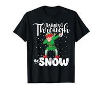 Elfo Dabbing Through The Snow Funny Christmas Holiday Family Camiseta