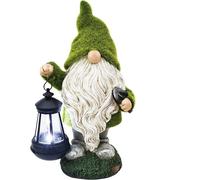 Elfo de jardín, estatua de linterna solar, decoración exterior resistente, decoración solar para jardín compatible con patio y jardín (figur