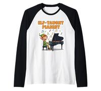 Elfo enseñó a Pianista músico Divertido Navidad Piano Jugador Divertido Camiseta Manga Raglan