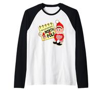 Elfos Behavin' Badly Destination North Pole Navidad Camiseta Manga Raglan