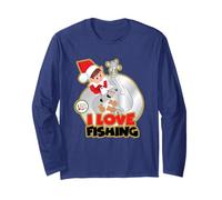 Elfos Behavin' Badly I Love Fishing Christmas Manga Larga