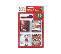Elfos que se comportan mal Etiquetas de regalo de Elfos - Juego de 36 etiquetas con cadena - 4 diseños variados - Decoraciones navideñas