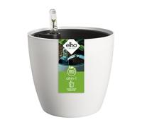 Elho All-In-1 Brussel Round 18 con Inserto de Autorriego - White | ∅ 18.3 x 16.8 cm | Para uso en Interiores | Plástico 100% reciclado
