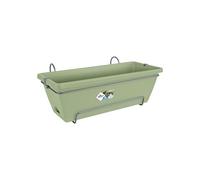 elho Barcelona Allin1 50 - Maceta para balcón, con platillo y Estante Colgante, 100% plástico Reciclado, diámetro 49,5 x Alto 18,5 cm, Verde/Verde Pistacho