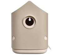 Elho Acogedora casa para pájaros de 18 cm, Caja para pájaros para jardín, Apta para más de 11 Especies, 100% plástico Reciclado, 17,6 x 18 x 23 cm, Beige/Beige Hongo